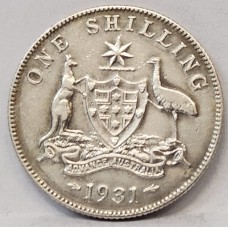 AUSTRALIA 1931 . ONE 1 SHILLING . 8 PEARLS . FULL CENTRE DIAMOND